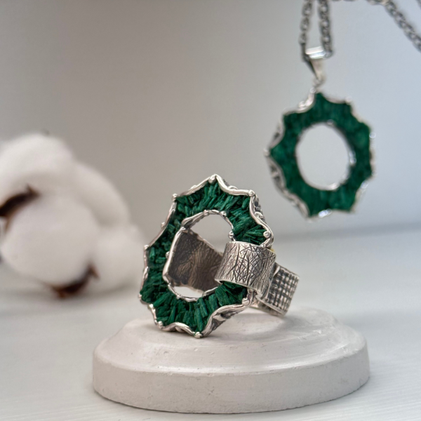 Malachite Ring and Pendant Set