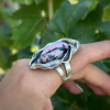 Amazing designed silver ring with natural rodonite | handmade jewelry by Shahinian