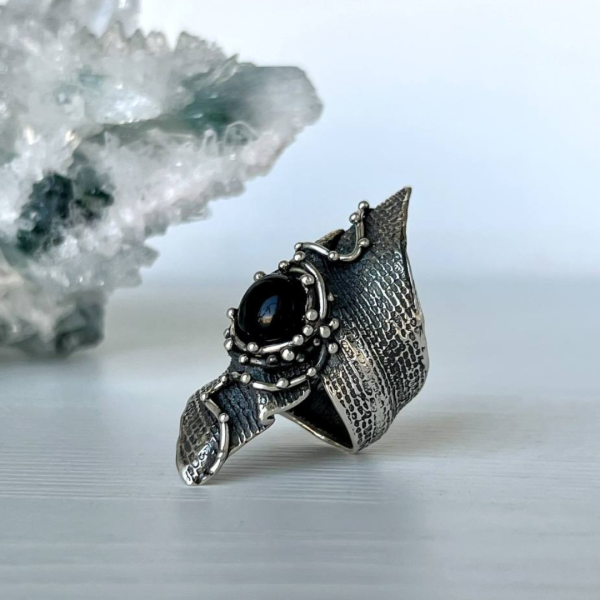 Black Onyx Silver Ring