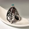 Large Ring Sterling Silver 925 with Turquoise and Coral "5th element"