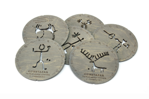 Brand New Wooden Armenian Oughtasar (Ուղտասար) Signs Cupholders Set (6 pieces)