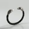 Cuff Bracelet For Men Sterling Silver 925 and Leather " Eagle "