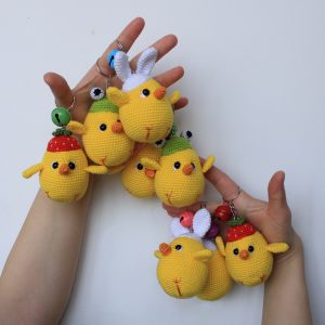 Chick keychain, Crochet chick, keychain, Handmade chick, Cute toy, Crochet little chick