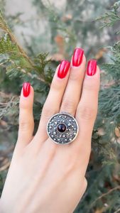 Natural Garnet Gemstone Rings , Sterling Silver 925, ONE OF A KIND , Armenian Rings Handmade