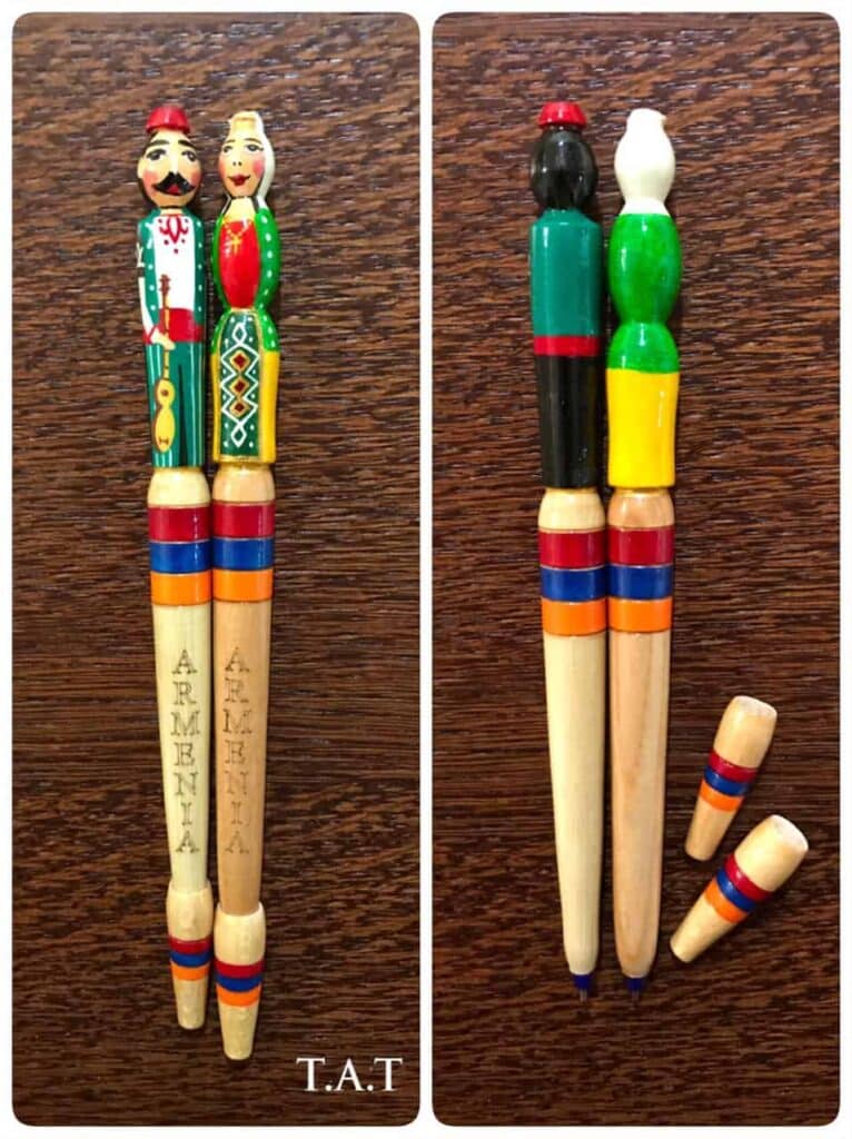 colorful wooden school pens