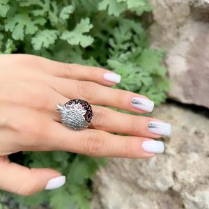 Sterling Silver 925 POMEGRANATE RING , Armenian Ring