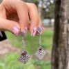 Sterling Silver Garnet Dangle Earrings