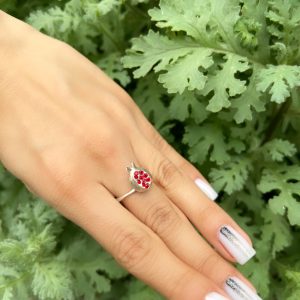 Delicate POMEGRANATE RING ,Sterling silver 925