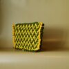 Crochet Bag - Casual Chic Crochet Pouch - Yellow and Green - Zig Zag Pattern with Pompoms