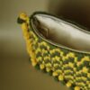 Crochet Bag - Casual Chic Crochet Pouch - Yellow and Green - Zig Zag Pattern with Pompoms