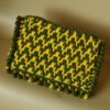 Crochet Bag - Casual Chic Crochet Pouch - Yellow and Green - Zig Zag Pattern with Pompoms