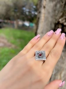 Sterling Silver 925 GARNET RING , Armenian Handmade Ring