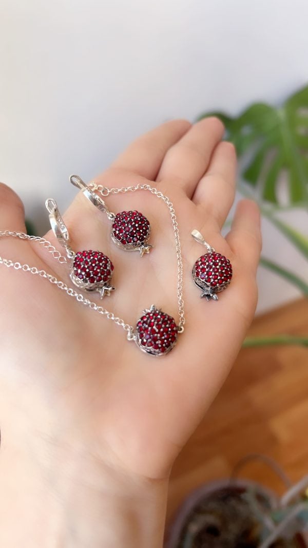 Sterling Silver Pomegranate Jewelry Set