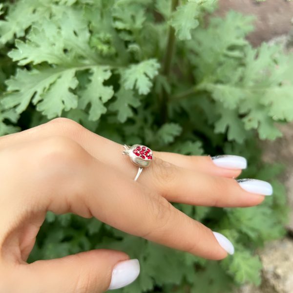 Sterling Silver Delicate Pomegranate Ring