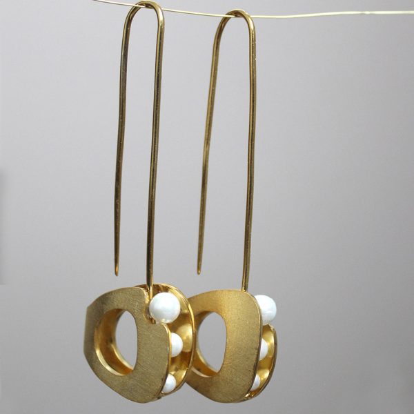 Gold Plated Dangle Earrings "Coquille"