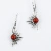 Earrings Sun Sterling Silver 925 with Red Coral
