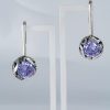 Sterling Silver Blue Cubic Zirconia Dangle Earrings