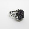 Large Elegant Ring Grapes Sterling Silver 925 with Raw Druzy Rainbow Carborundum