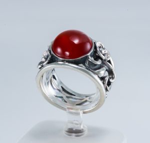 Large Ring Sterling Silver 925 with Carnelian