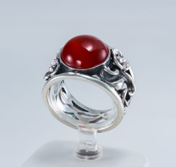 Large Ring Sterling Silver 925 with Carnelian