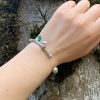 Cuff Bracelet Bamboo For Women Sterling Silver 925 and Leather