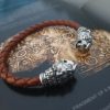 Cuff Bracelet Lion For Men Sterling Silver 925 and Leather