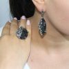 Jewelry set ring pendant bracelet and earrings with carborundum