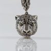 Pendant Snow Leopard Sterling Silver 925, Large Necklace with Leather Cord