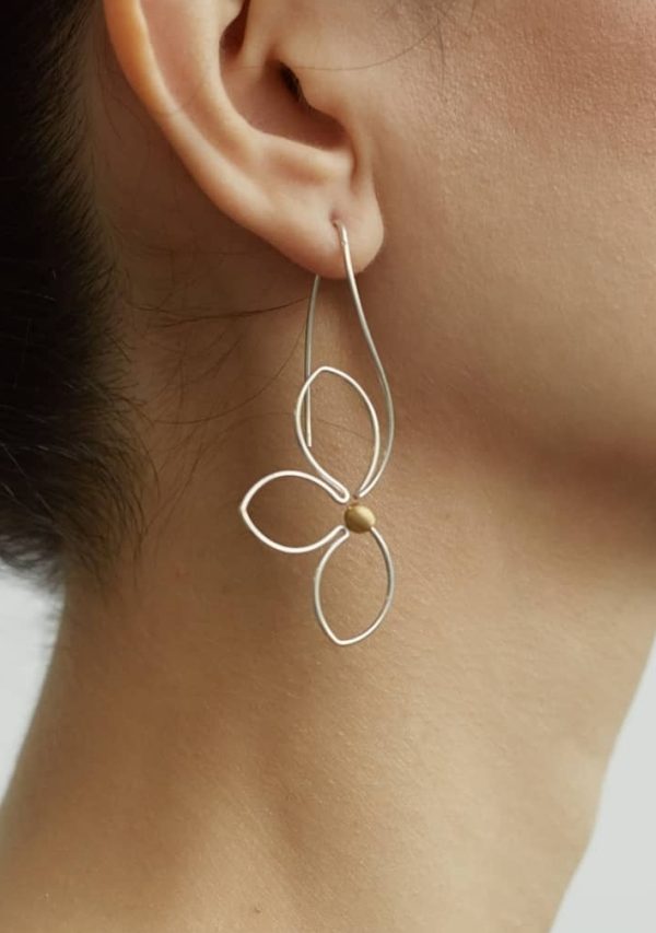 Silver 925 18K GOLD PLATED Earrings Flower with Pearl, Minimalist Jewelry Sterling Silver 925