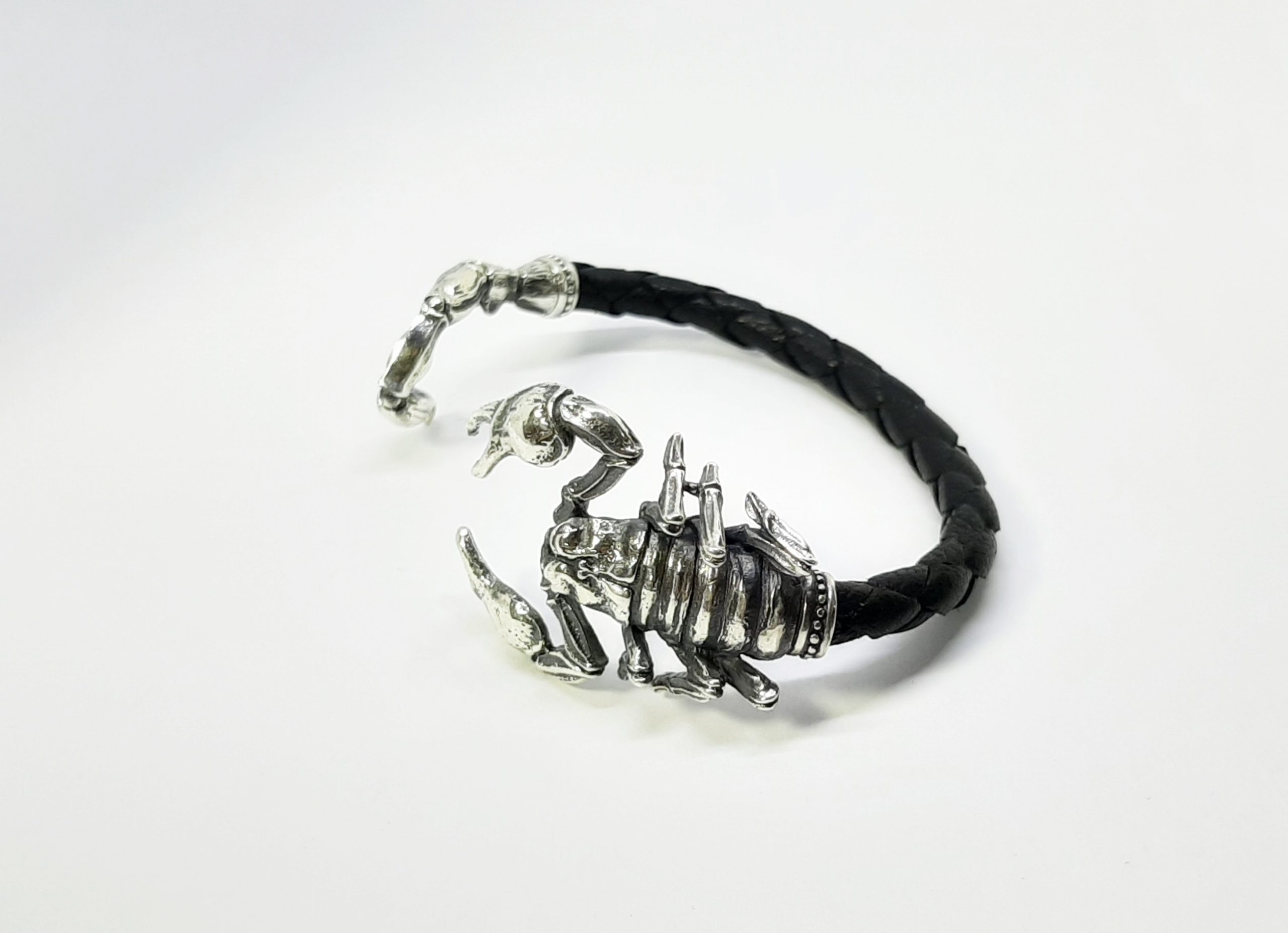 Cuff Bracelet Scorpio For Men Sterling Silver 925 and Leather • BuyArmenian  Marketplace