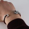 Cuff Bracelet Scorpio For Men Sterling Silver 925 and Leather
