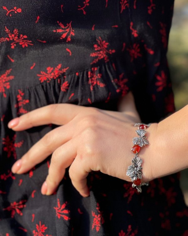 Bracelet Bunch of Grapes Sterling Silver 925 with Carnelian