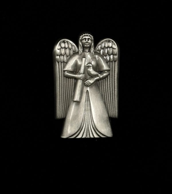 Angel of Shushi Lapel Pin Brooch - Matte Silver and Antique Gold Finish
