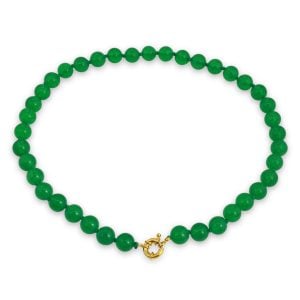 GREEN JADE NECKLACE 18 INCH LONG WITH ROUND SECURE CLASP