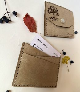 Beige Cardholder/Wallet with Tree of Life Pattern