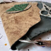 Handmade khaki green/brown bag with Armenian Marash embroidery