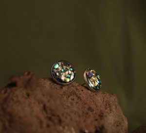 Obsidian Round Earrings