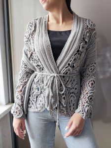 Handmade crocheted jacket italian soft cotton