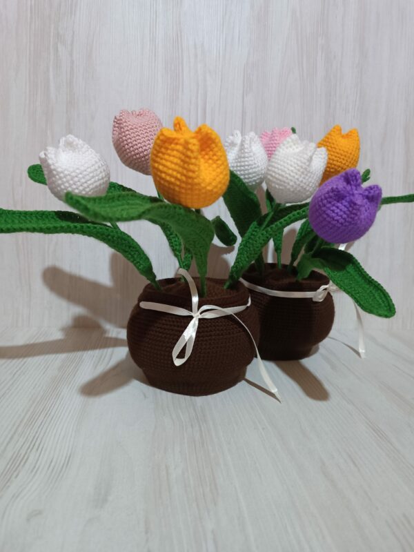 Crochet Tulips In A Vase