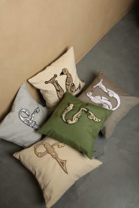 Handmade pillowcase with Armenian bird letters