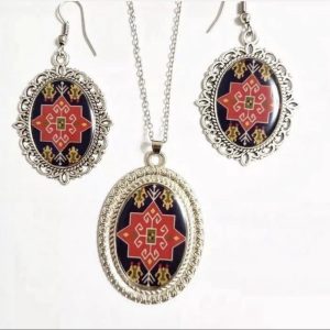 Armenian Rug Ornaments Jewelry Set (black)