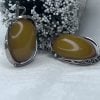 Amber Stone Silver Earrings