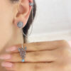 Long Dangle Earrings STERLING SILVER 925 Armenian TURQUOISE Earrings , Long Cuff Earrings