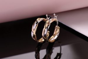 Solid Gold Earrings – Three colours – Braided – Vosgetel Earrings