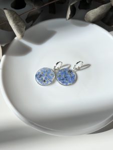 Epoxy Earrings with Dried Blue Flowers