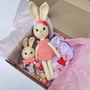 Gift box, Bunny gift box, Baby shower, Baby girl gift box, Handmade, Handmade gift, Crochet toys