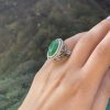 Antique Style Ring Sterling Silver 925 with Natural Green Quartz