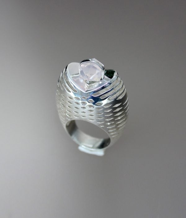 Natural Quartz Silver Ring