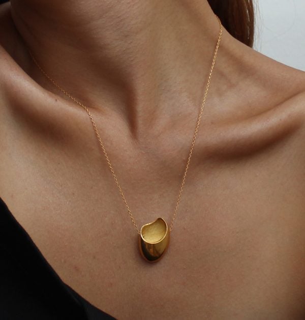 Minimalist Ergonomic Shape Gold Plated Silver Pendant