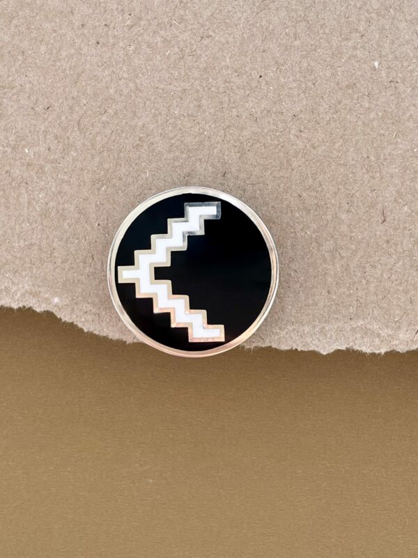 "Artsakh" Black And White Enameled Brooch